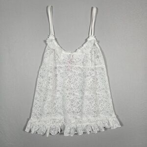 Victoria's Secret THE LACIE White Lace Babydoll Chemise Nightie M